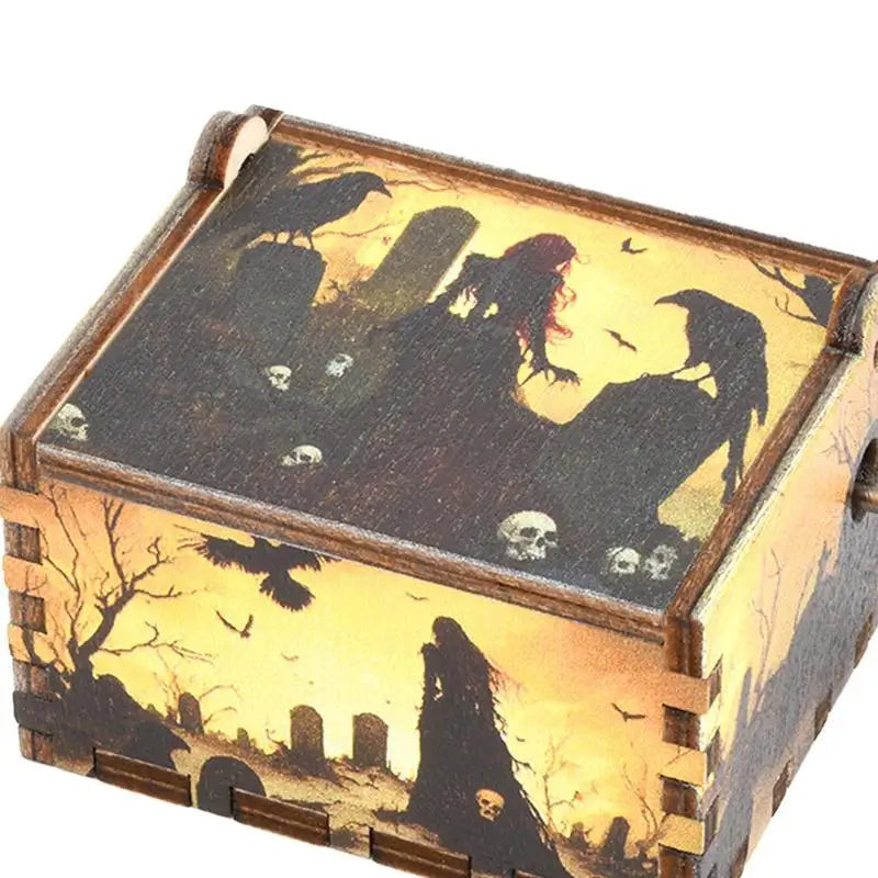 Hand-Cranked Wooden Halloween Box