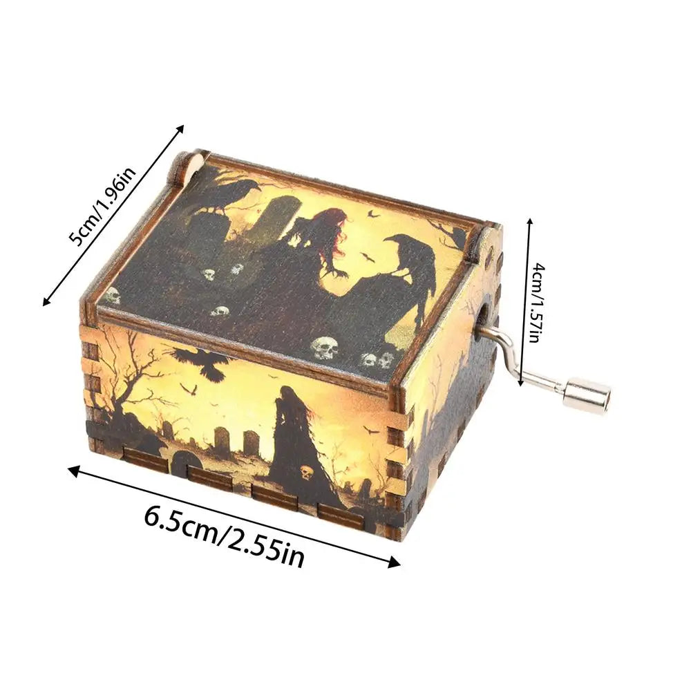 Hand-Cranked Wooden Halloween Box