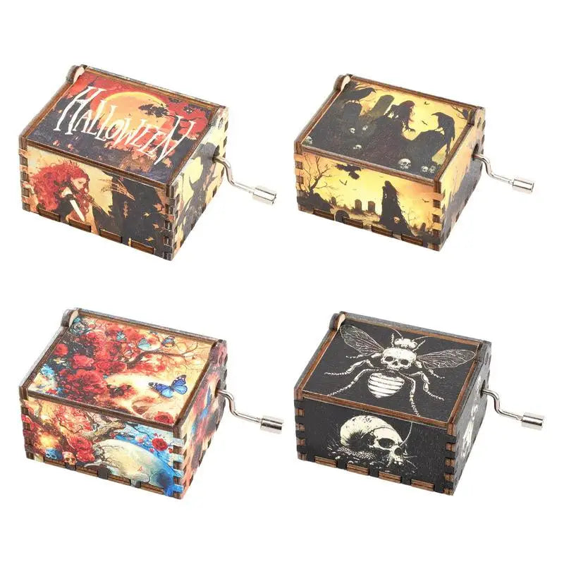 Hand-Cranked Wooden Halloween Box