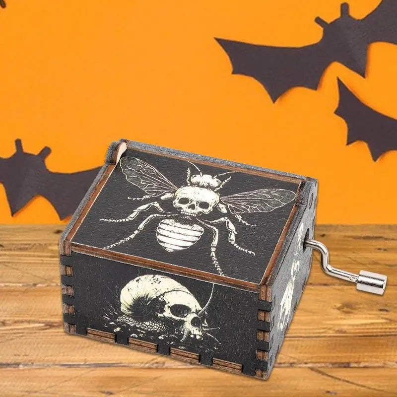 Hand-Cranked Wooden Halloween Box