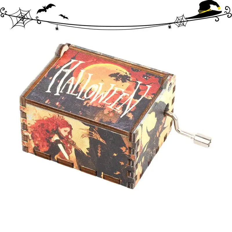 Hand-Cranked Wooden Halloween Box