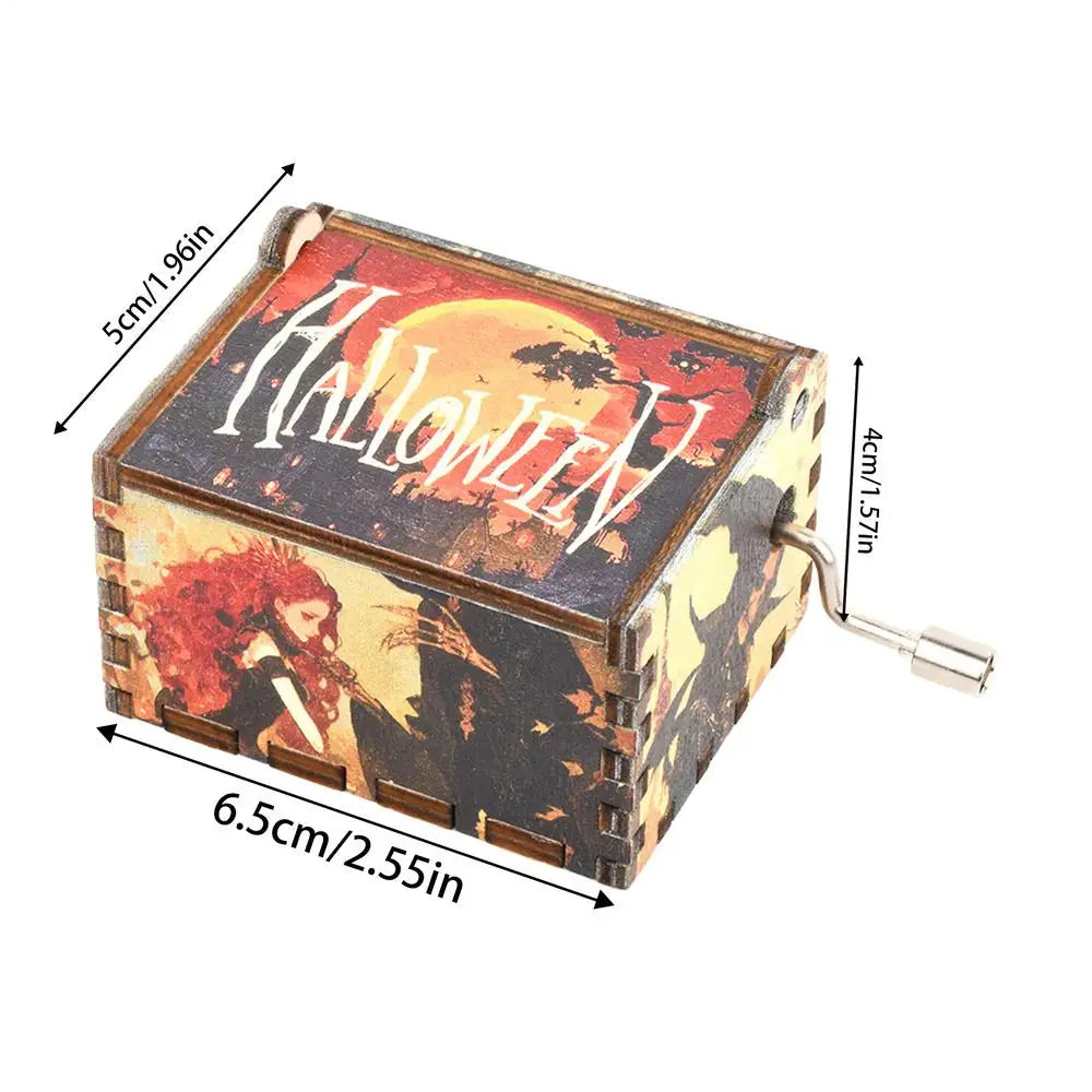 Hand-Cranked Wooden Halloween Box