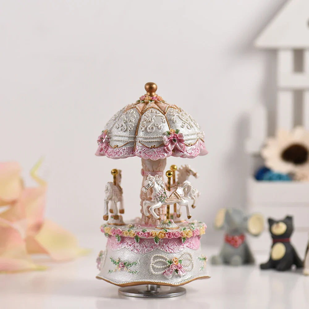 Carousel 3-Horse LED By Music Box