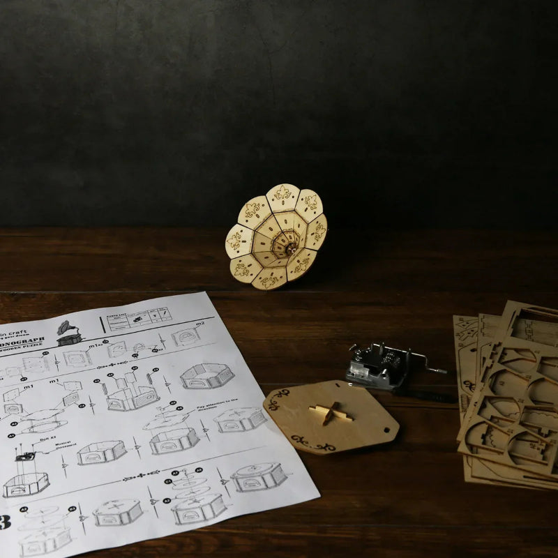 Wooden Gramophone Music Box By Music Box